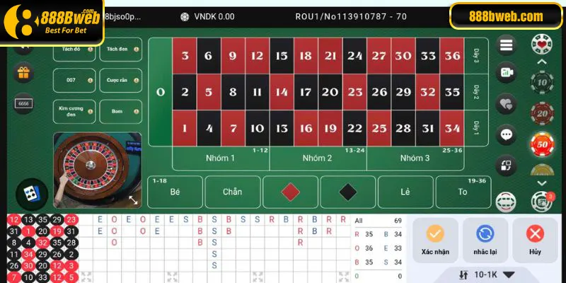 Trò chơi Roulette tại 888b